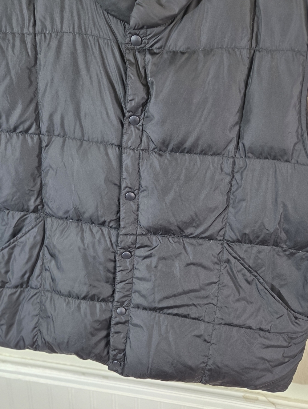 Lands End Mens XL Down Puffer Vest Black Full Snap Winter Lightweight Outdoor - Picture 9 of 11